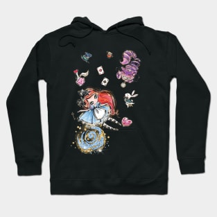 Cute Red head Alice falling in Wonderland Hoodie